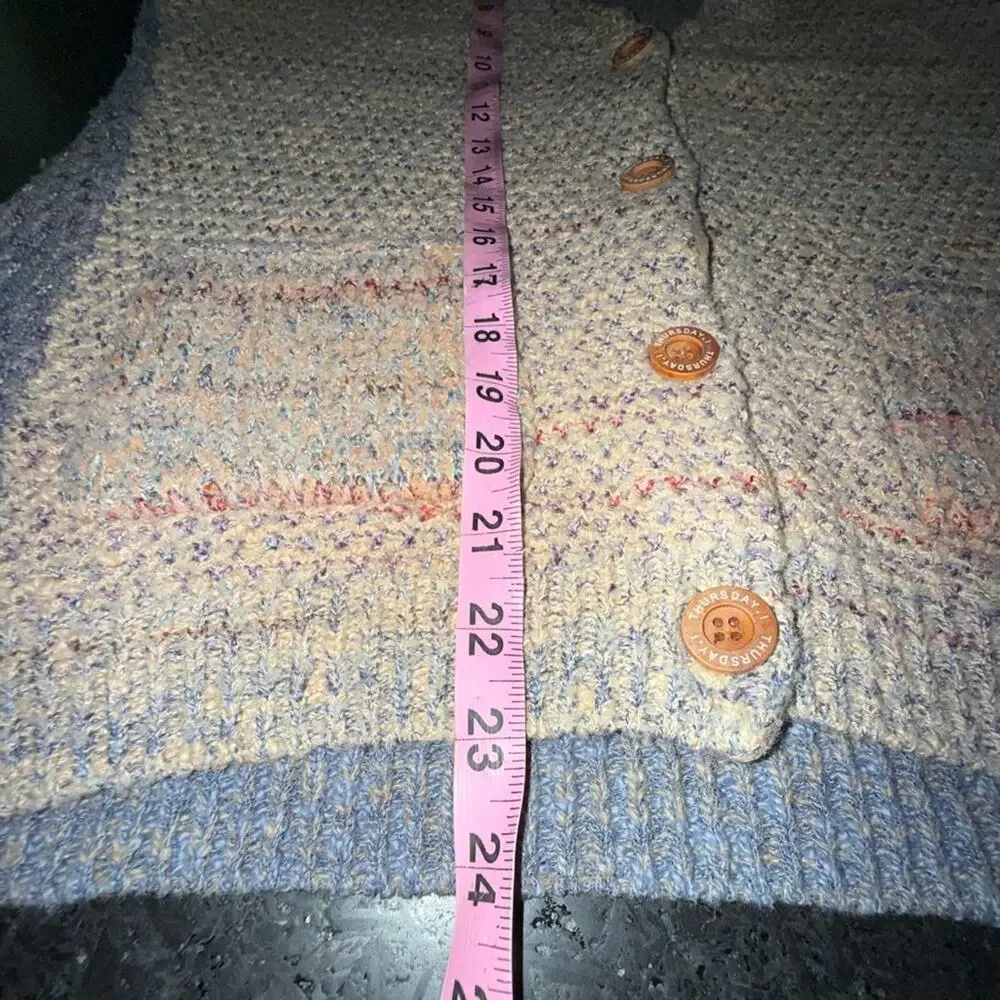 UEC THURSDAY ISLAND SPECKLED Multicolor IVORY BLUE PEACH Cardigan Sweater SZ S